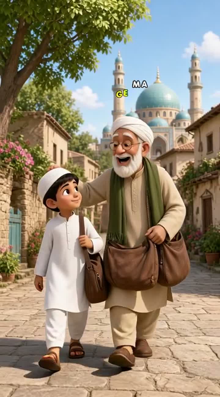 A heartwarming 3D Islamic cartoon animation in vertical 9:16… — AI cartoon