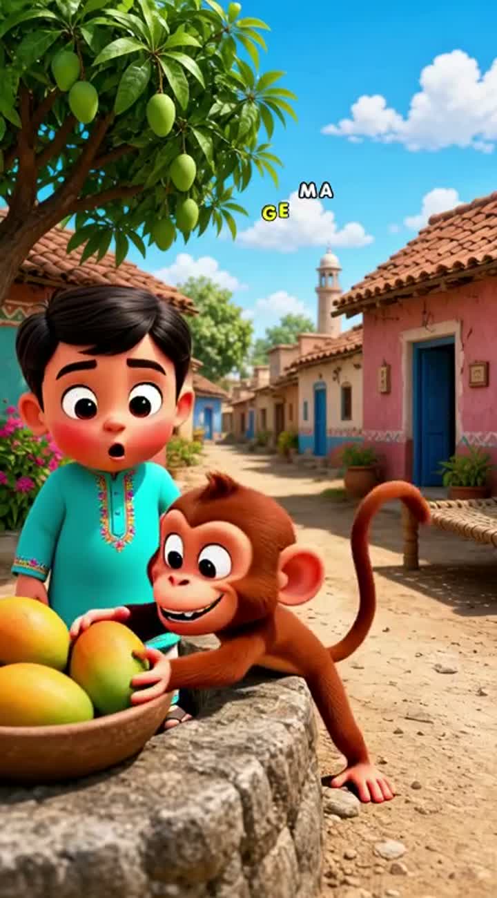 Funny 3D animated cartoon of a cute Pakistani village boy wearing… — AI cartoon