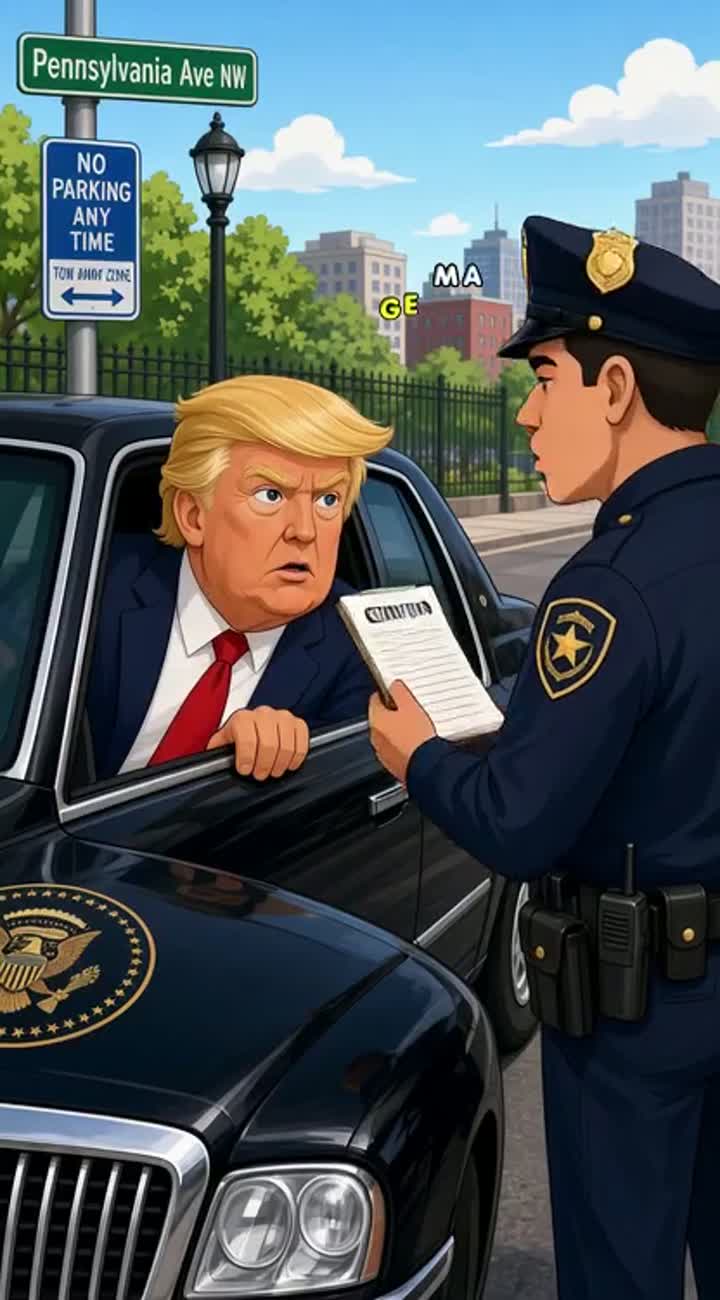 Donald Trump getting a ticket as a sovereign citizen Animated… — AI cartoon