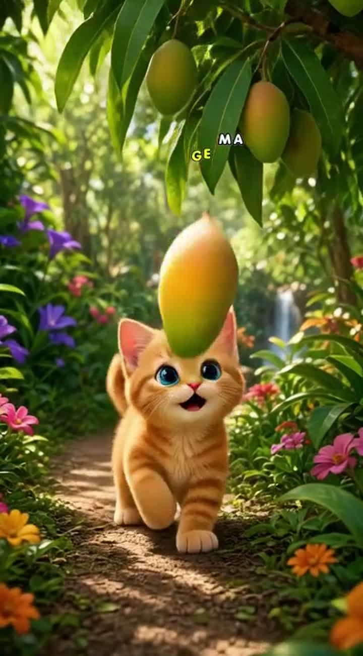 The Kitten and the Magical Mango — AI cartoon