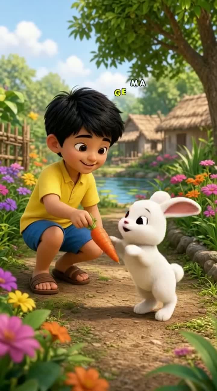 A little Bengali village boy named Tukai… — AI cartoon
