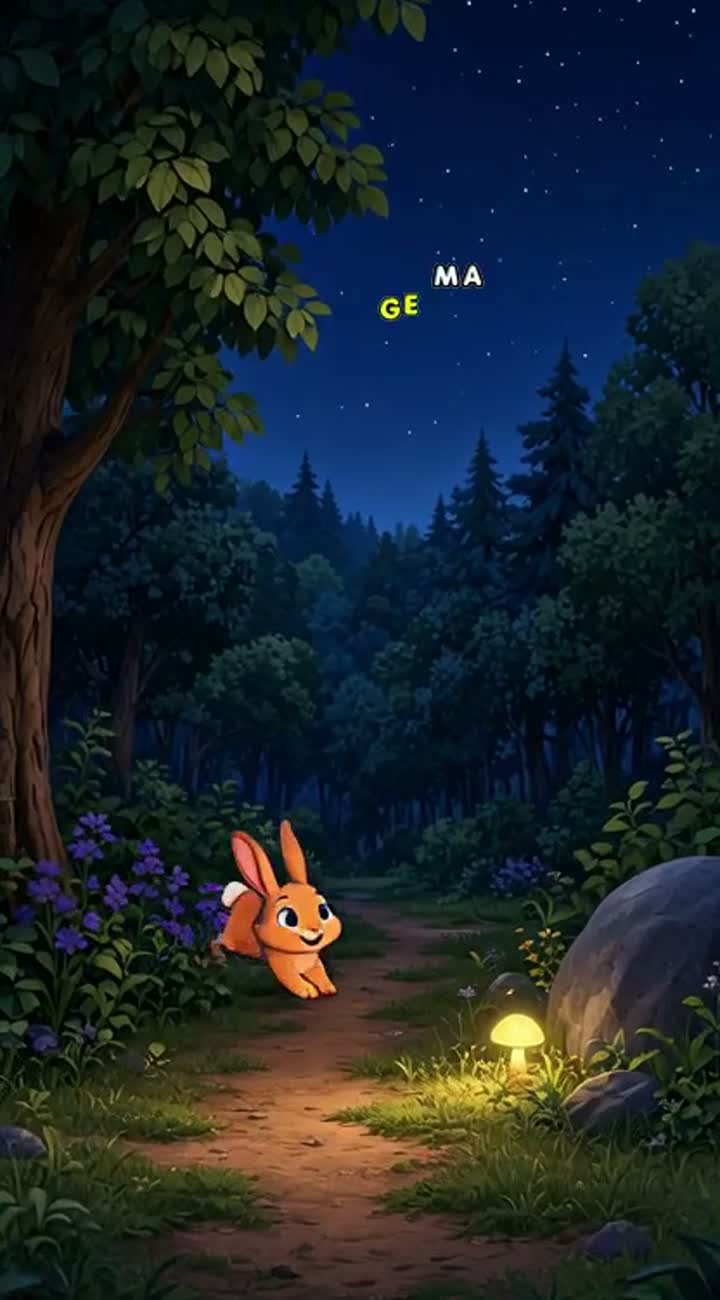 The Rabbit Who Wanted to Earn Stars." Script: In a quiet forest, a sm — AI cartoon