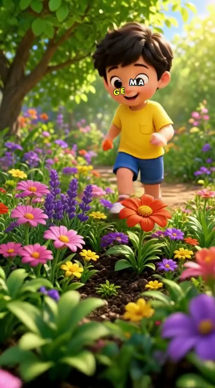 Cute 3D cartoon video of a 4-year-old little boy playing… — AI cartoon