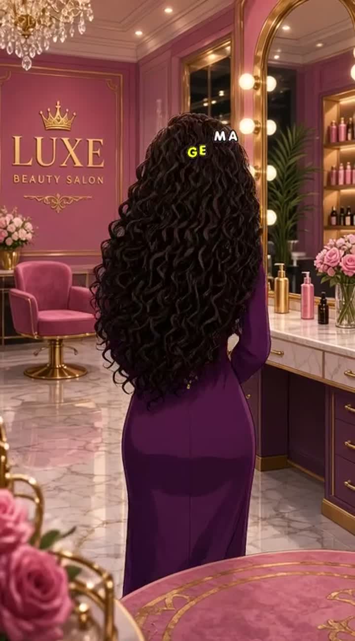 A beautiful woman showing off her gorgeous long curly hair… — AI cartoon