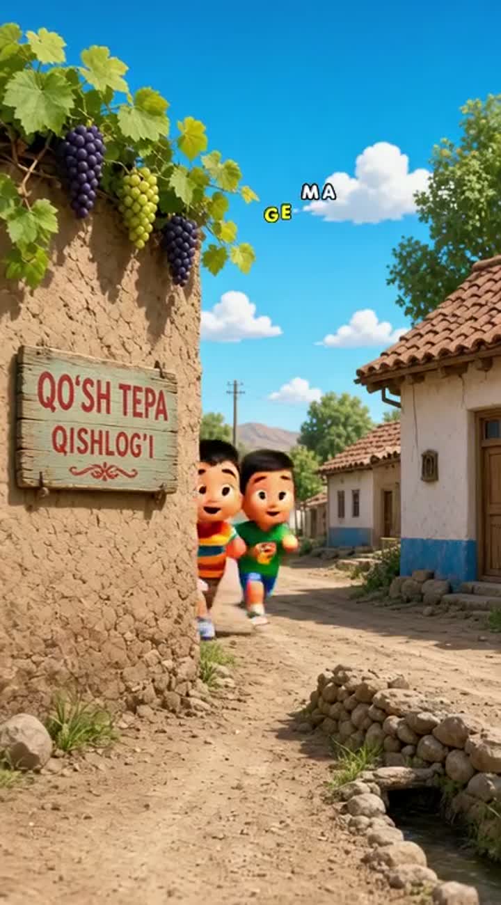 A funny uzbek cartoon about two best friends who get into selly… — AI cartoon