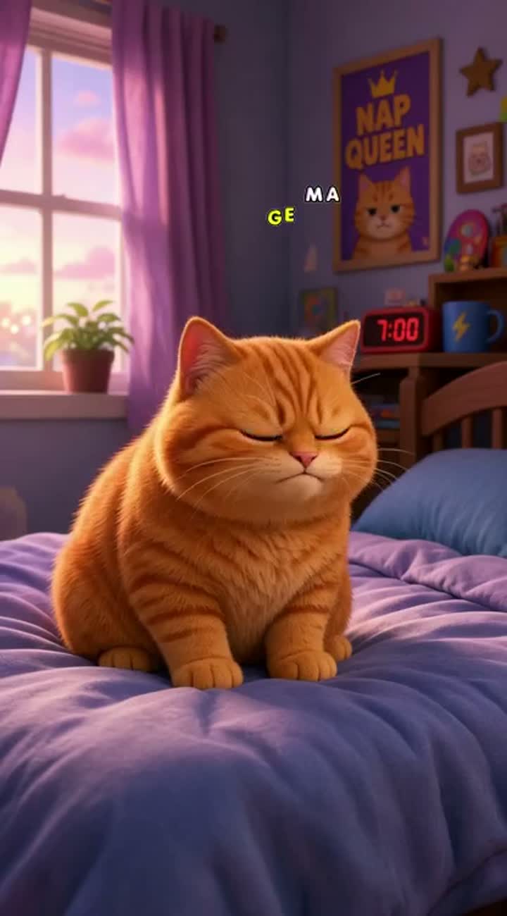 Character consistency: Keep the exact same chubby orange cat… — AI cartoon