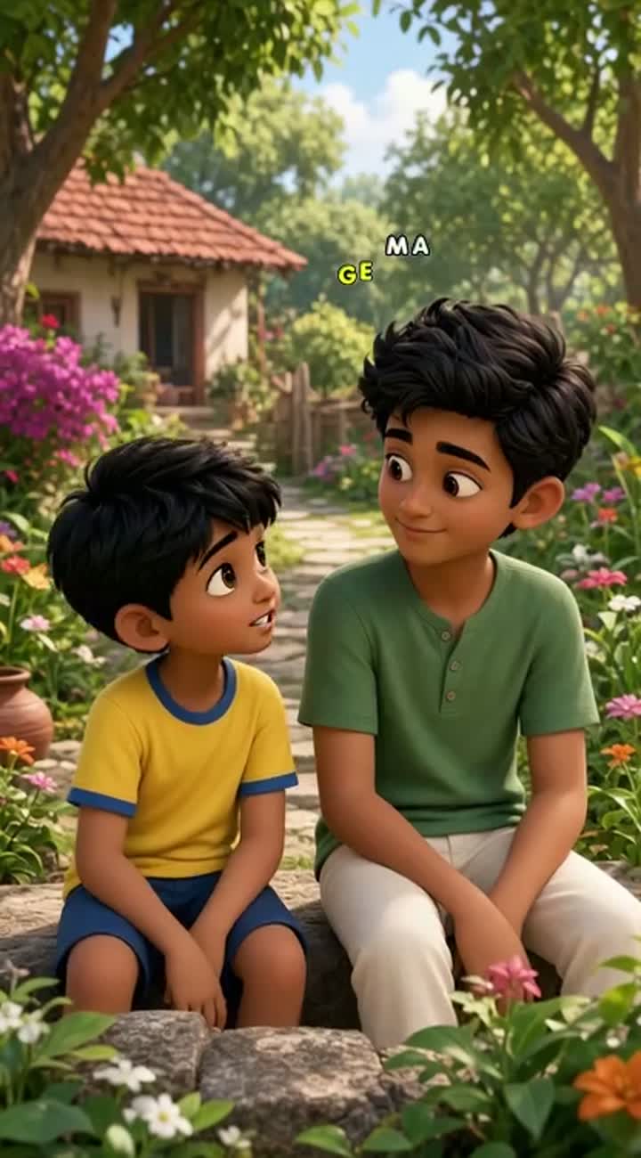 3D cartoon video in Telugu with exactly two characters… — AI cartoon
