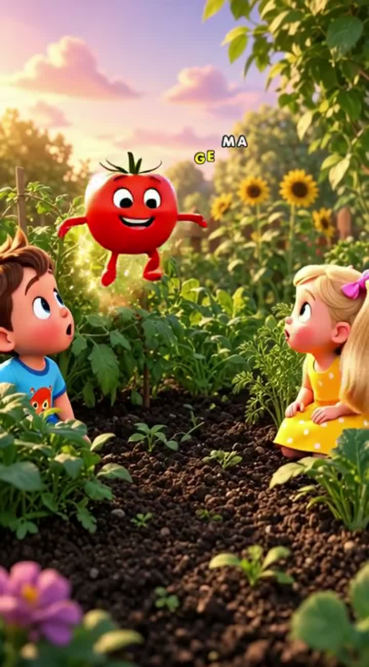A funny 3D animated cartoon of two little children in a magical… — AI cartoon