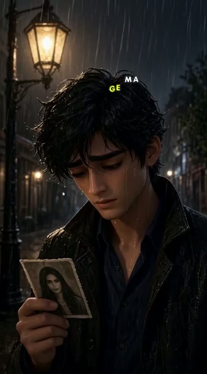 The Girl in the Rain — AI cartoon