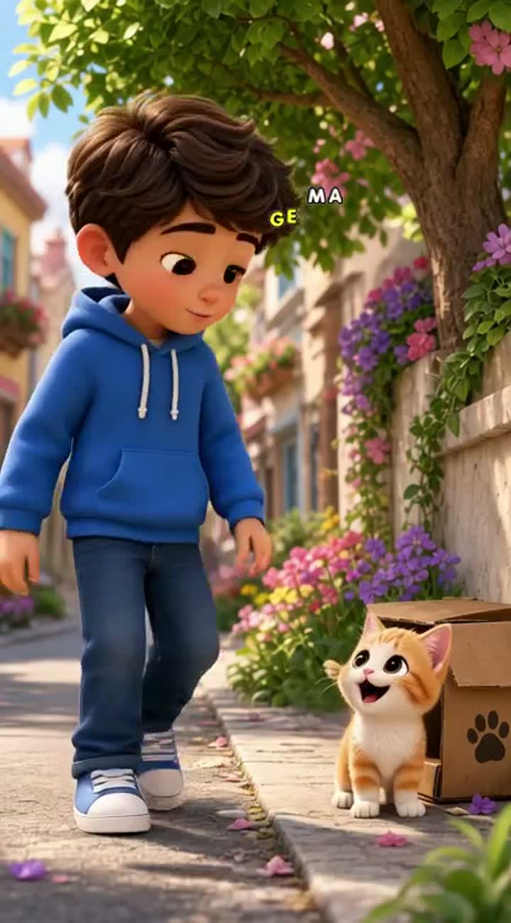 The main character is Adam, a cute 7-year-old boy with brown hair… — AI cartoon