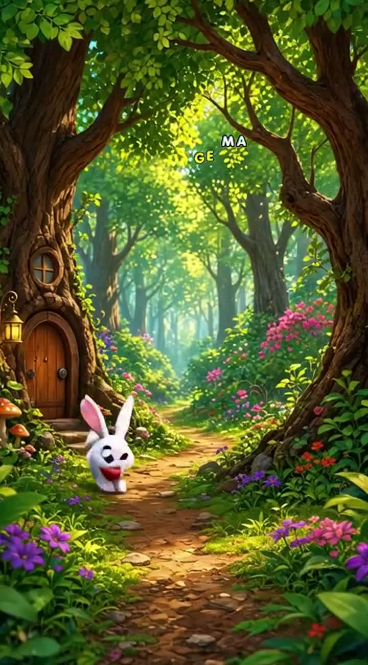 A mischievous rabbit and a magical talking carrot in a lively… — AI cartoon