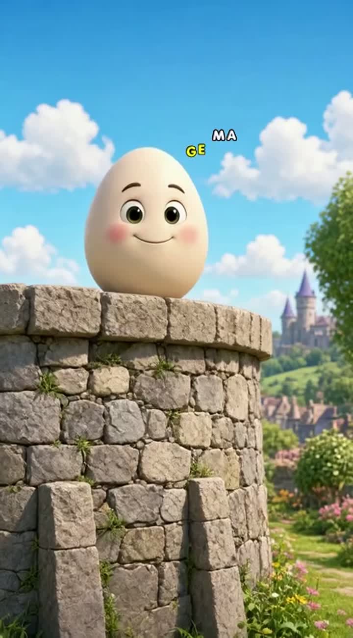 Humpty dumpty falls off a wall 3 d scene one humpty dumpty sits… — AI cartoon