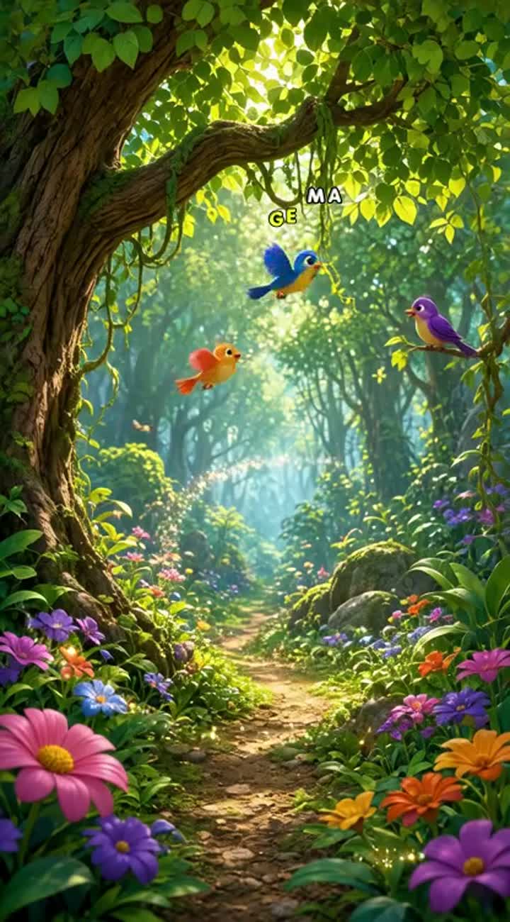 Chintu, a cute little Indian boy, enters a magical green forest — AI cartoon