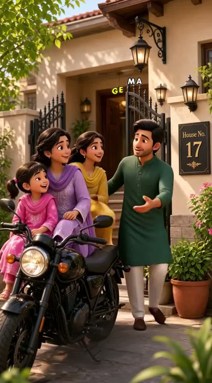 A cute 3D animated Pakistani family cartoon scene — AI cartoon
