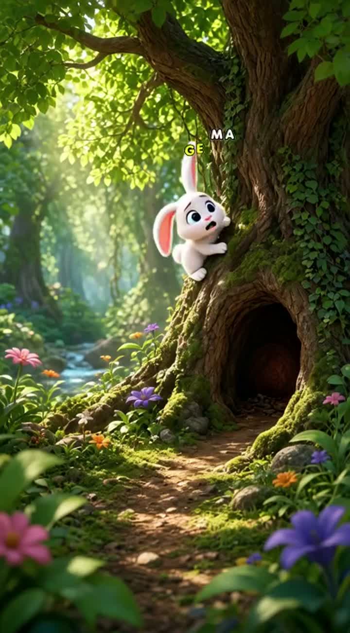 A cute monkey and an adorable rabbit live in the forest — AI cartoon