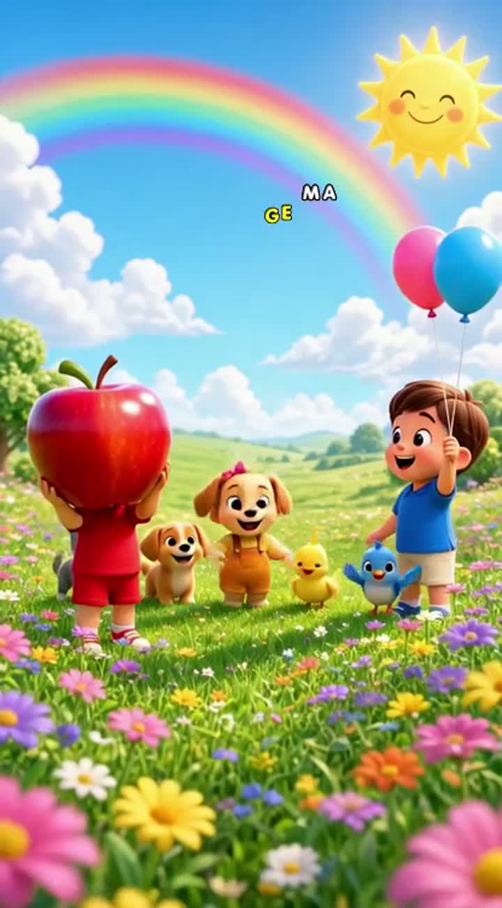 Beautiful, bright, high-quality 3D animated preschool scene based… — AI cartoon