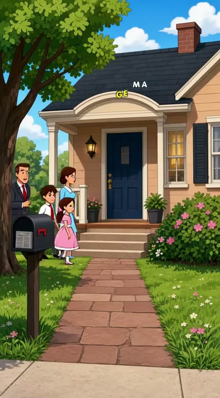 The family returns home from church an argues angrily — AI cartoon