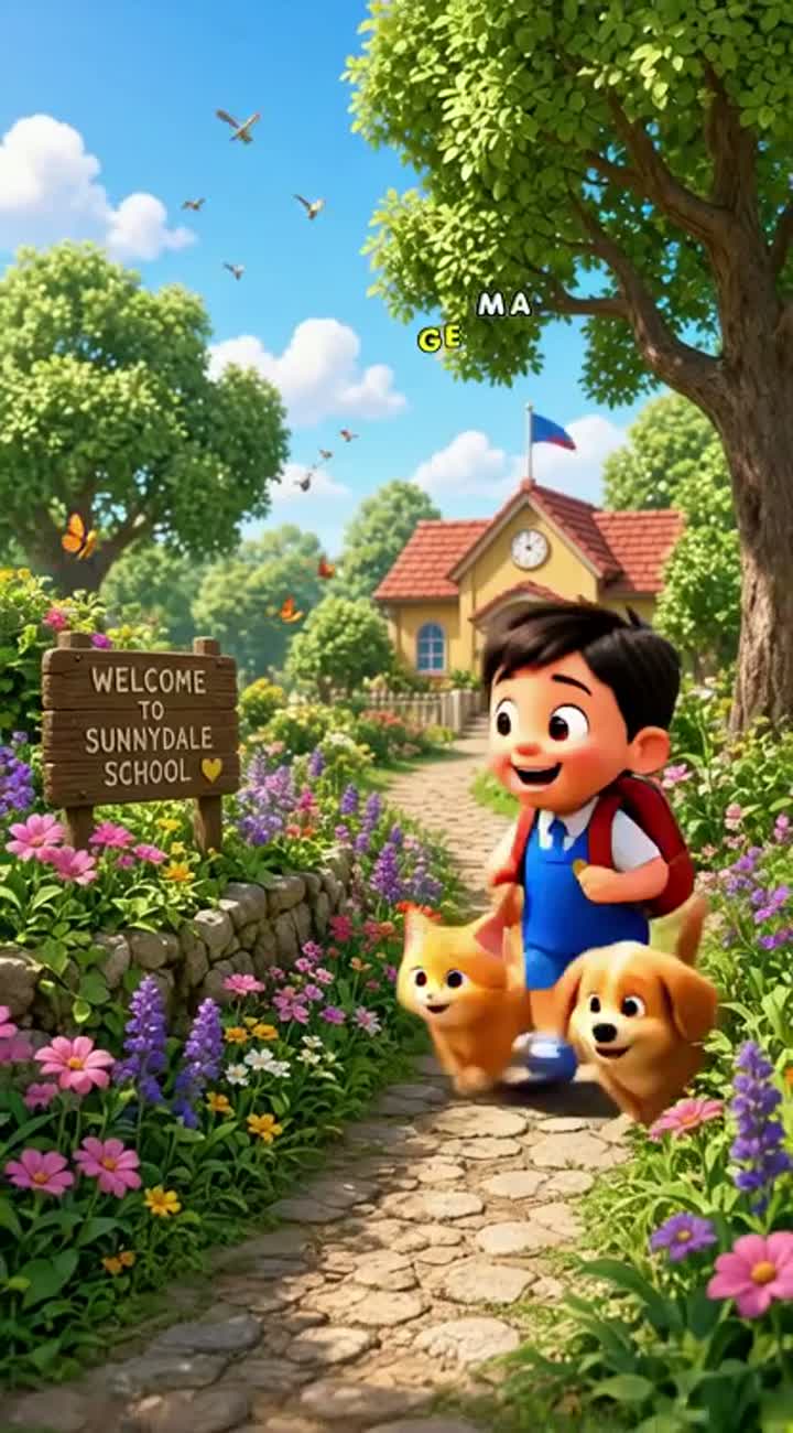 A Little Boy's Magical School Adventure — AI cartoon