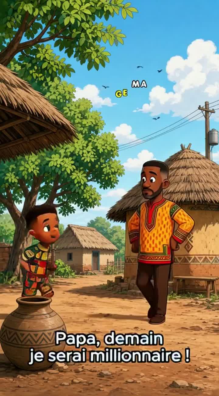 Crée un dessin animé humoristique africain en français… — AI cartoon