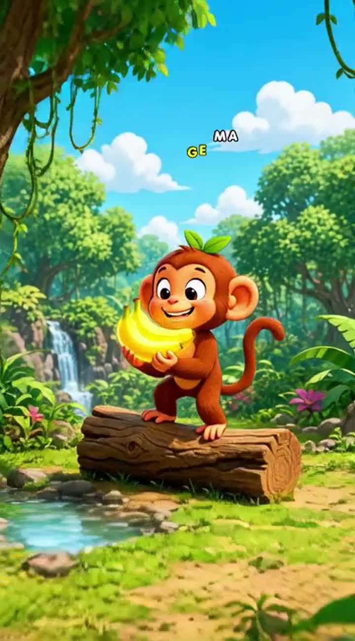 Setting: Bright jungle clearing — AI cartoon