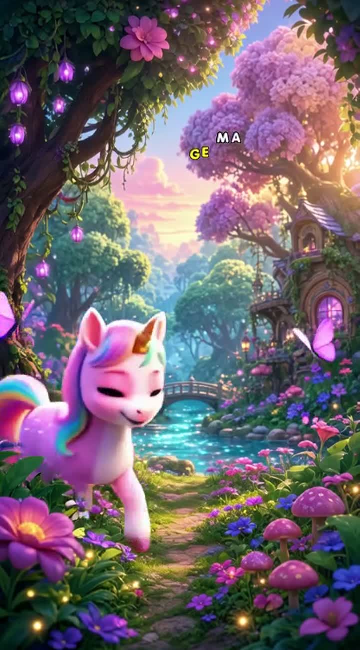 3D animated cartoon for kids about a cute young unicorn named Sparkle — AI cartoon