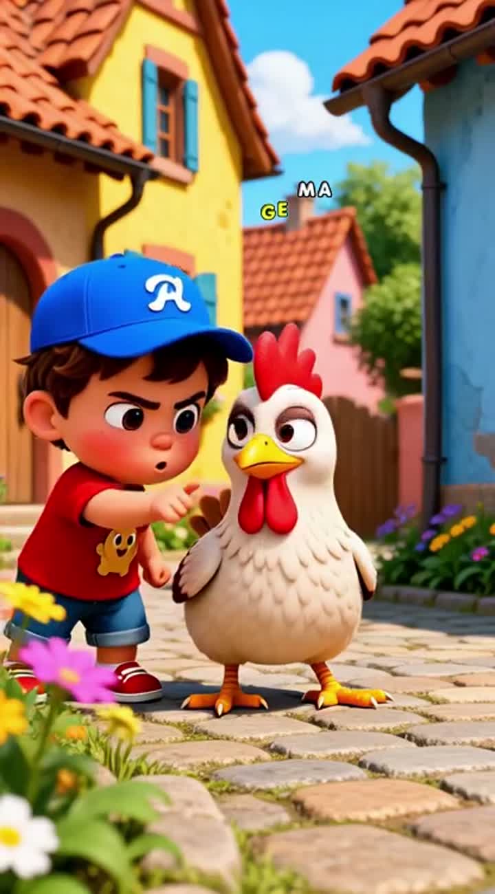 A funny 3D cartoon of a clever little boy trying to catch… — AI cartoon
