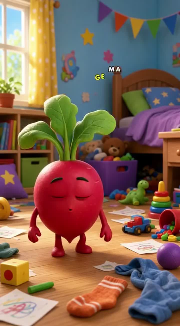 A cute 3D children's animated character named Radish… — AI cartoon