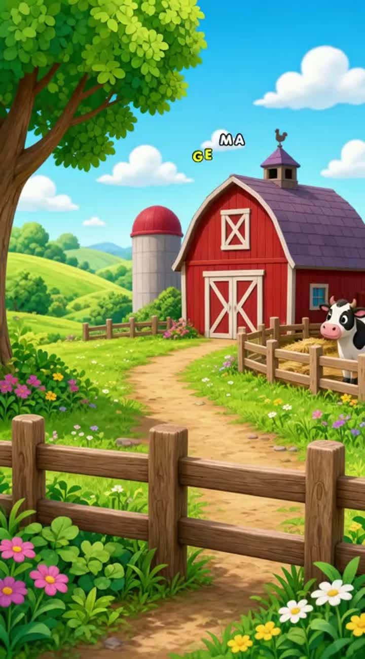 About 2 years baby who have a farm and love animals — AI cartoon