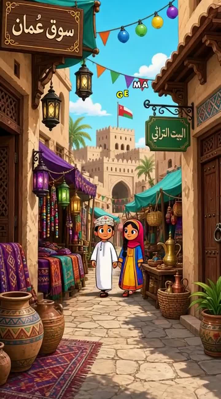 Set in a traditional Omani heritage environment… — AI cartoon