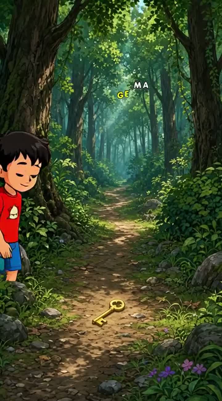 Set on a forest path — AI cartoon