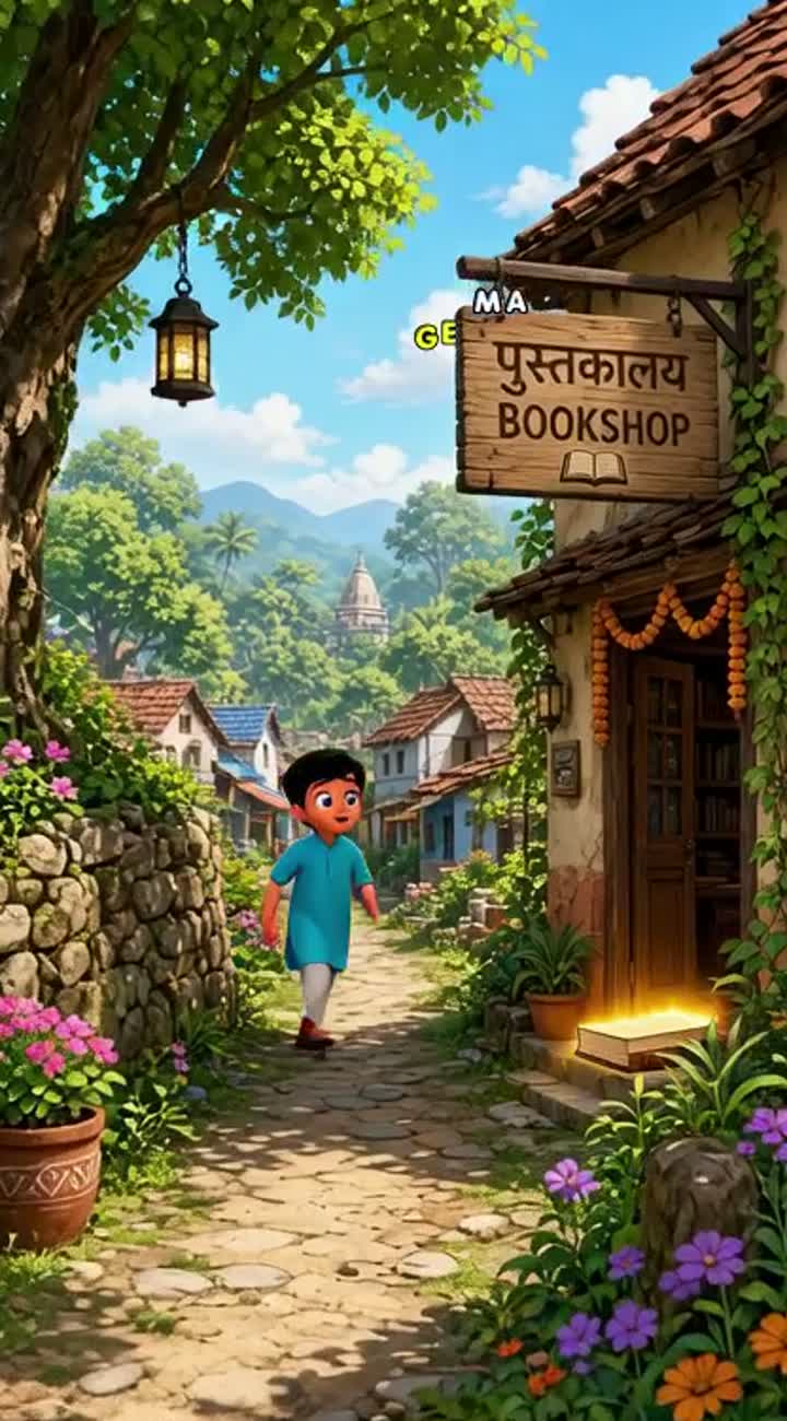 In a small village, a boy named Aarav lives with a deep love for books — AI cartoon
