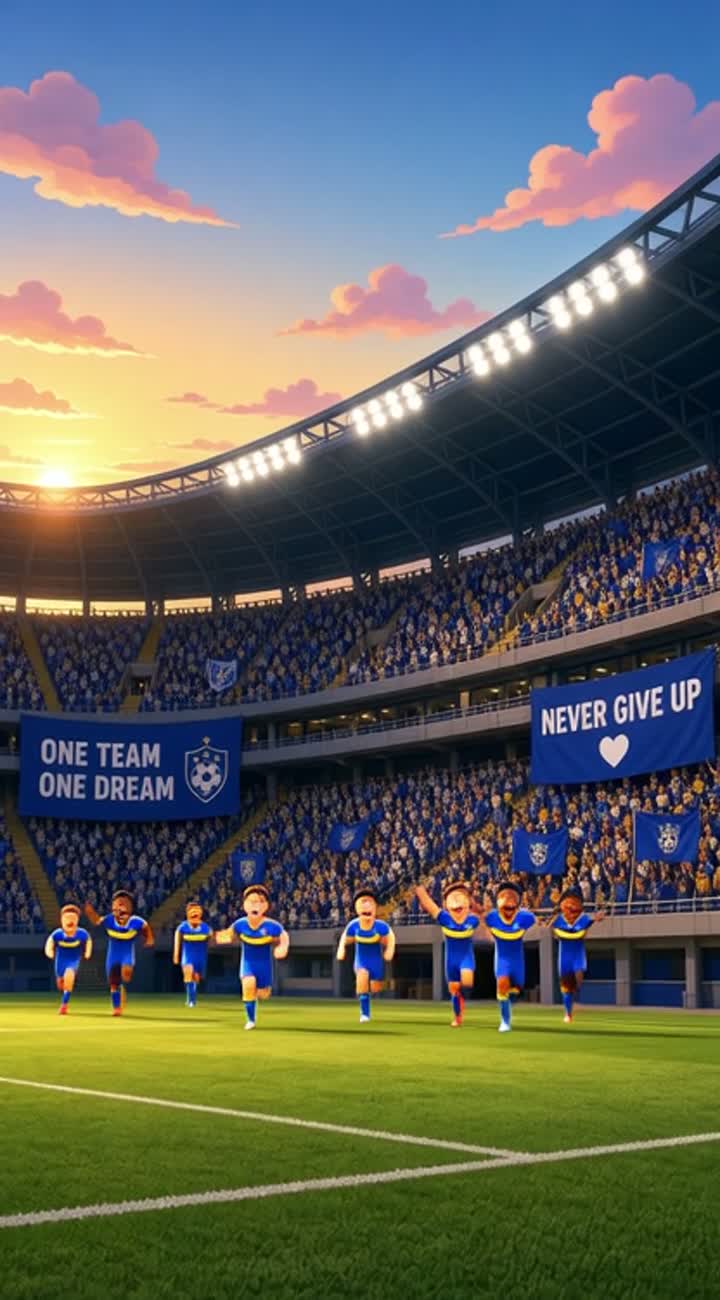 Soccer palyers celebrating Animated cartoon with smooth animation… — AI cartoon