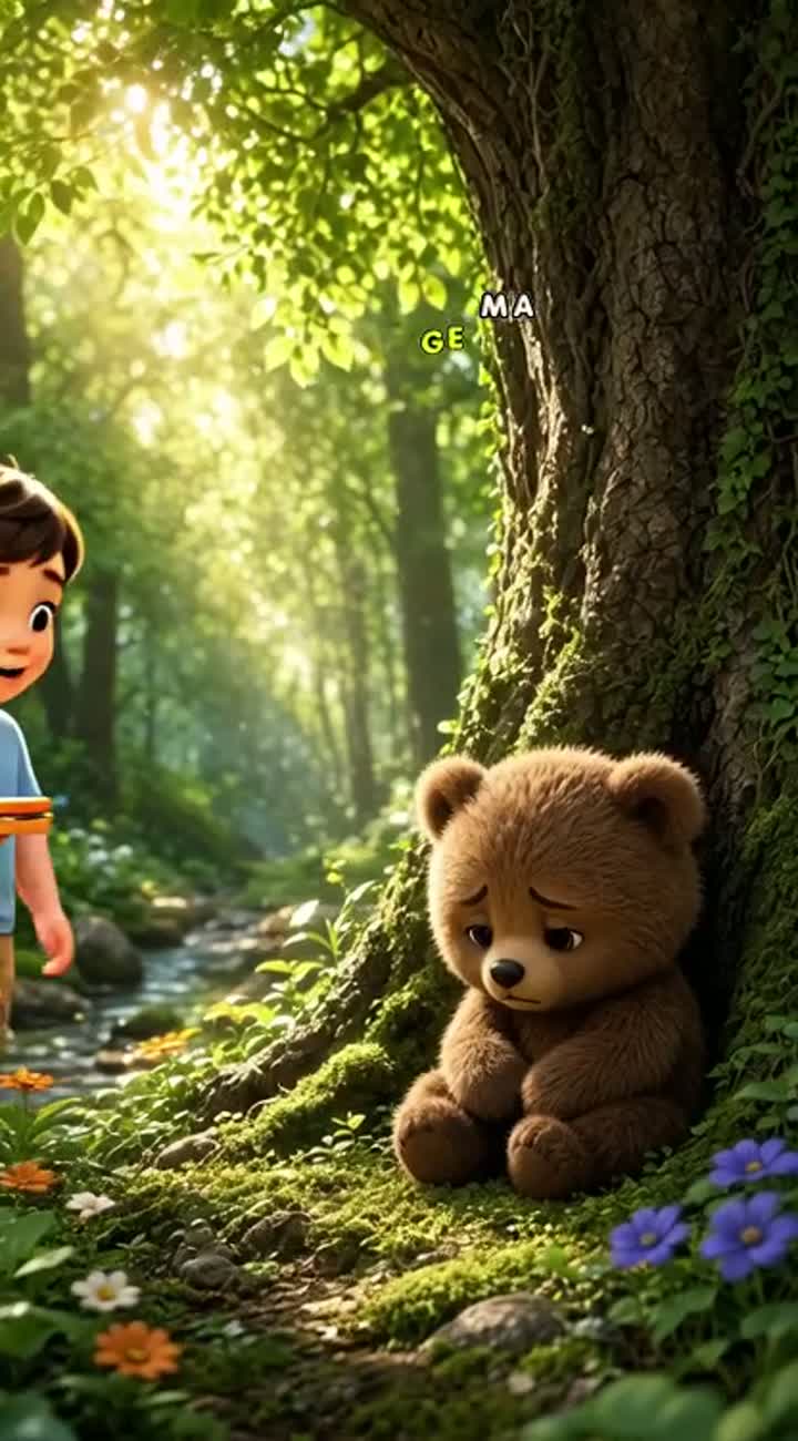 Beautiful 3D animated children's story about a cute little boy… — AI cartoon
