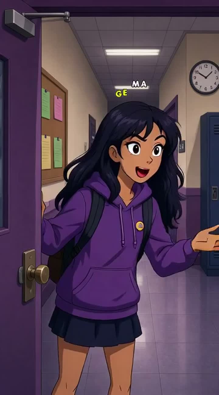 Interior del colegio — AI cartoon