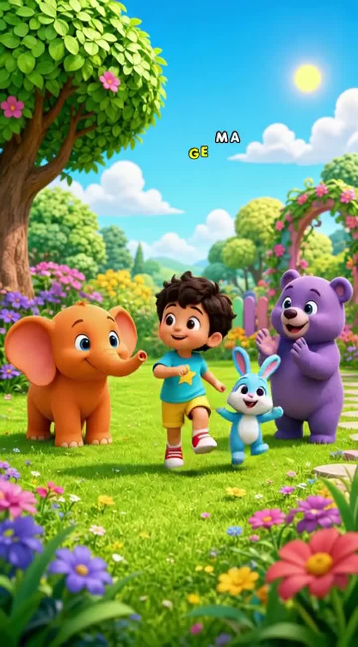 Cheerful 3D animated nursery rhyme scene for preschool children — AI cartoon