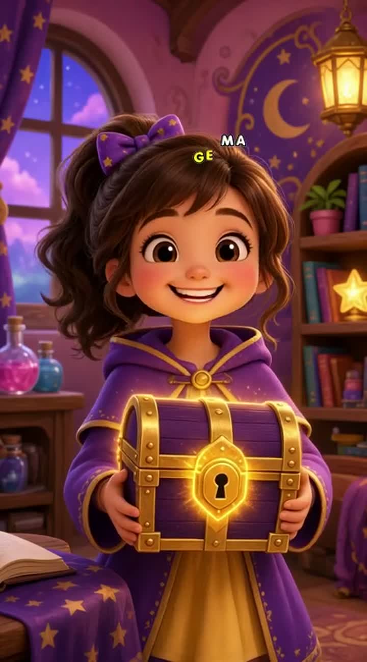 A cute cartoon girl with big expressive eyes and a friendly smile… — AI cartoon