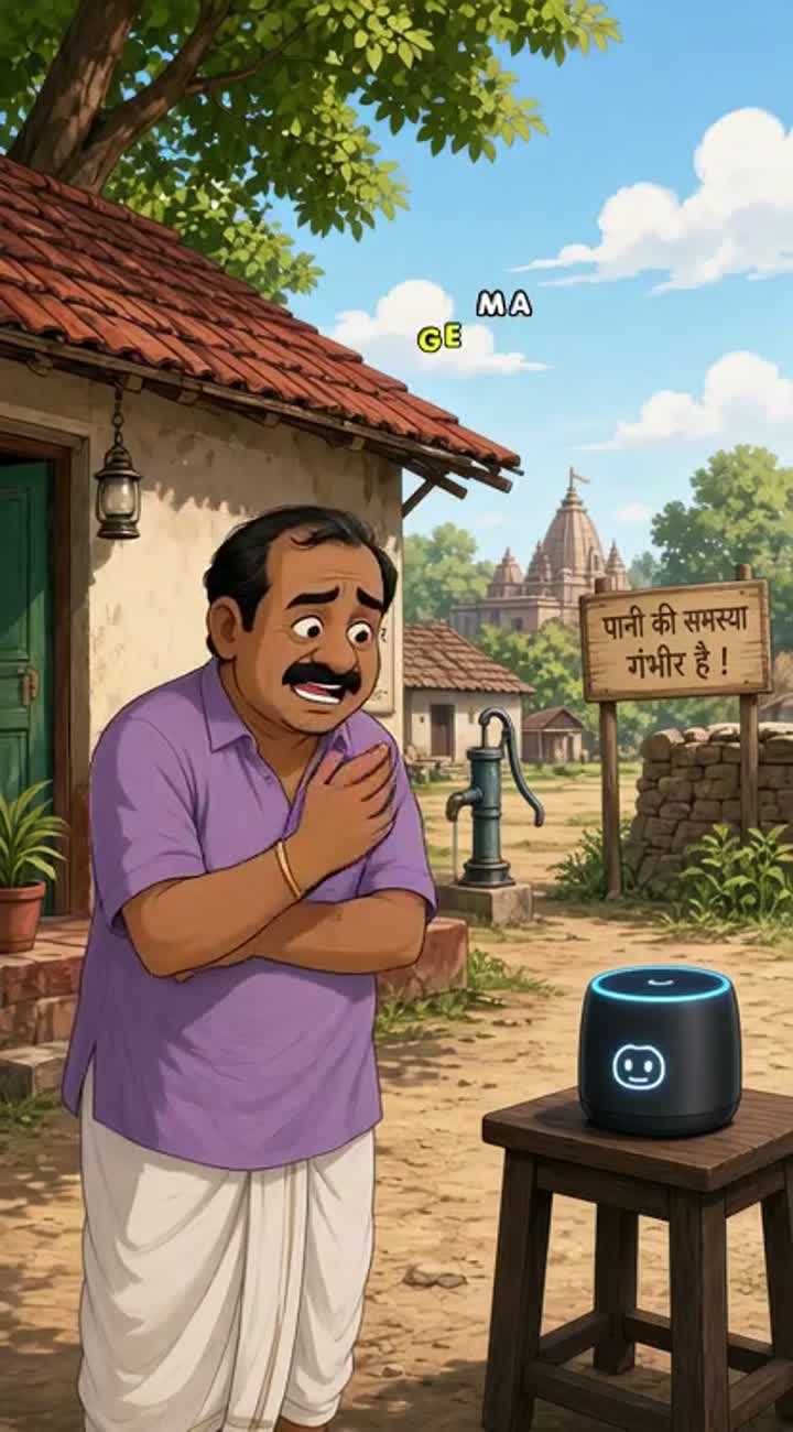 "Write a funny conversation between a traditional Indian uncle… — AI cartoon