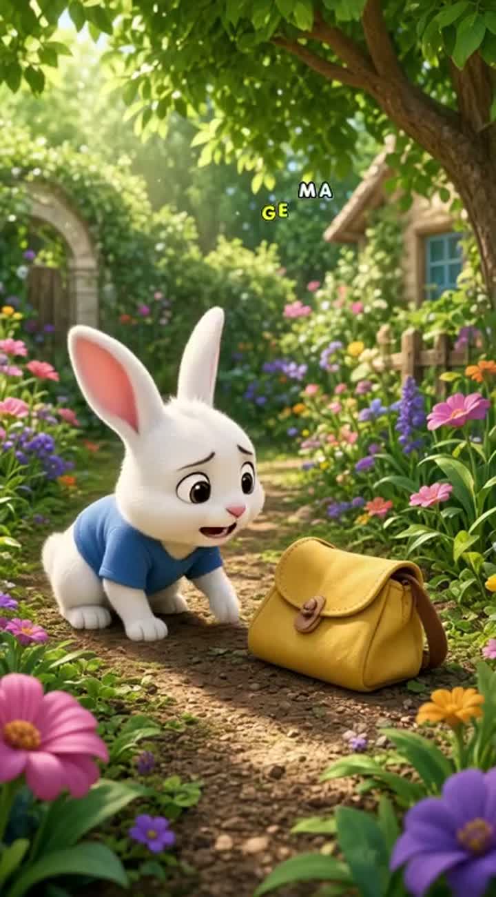 Cartoon with smooth, fluid animation, titled "The Rabbit… — AI cartoon