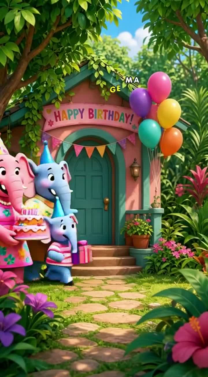 Four member elephant family — AI cartoon