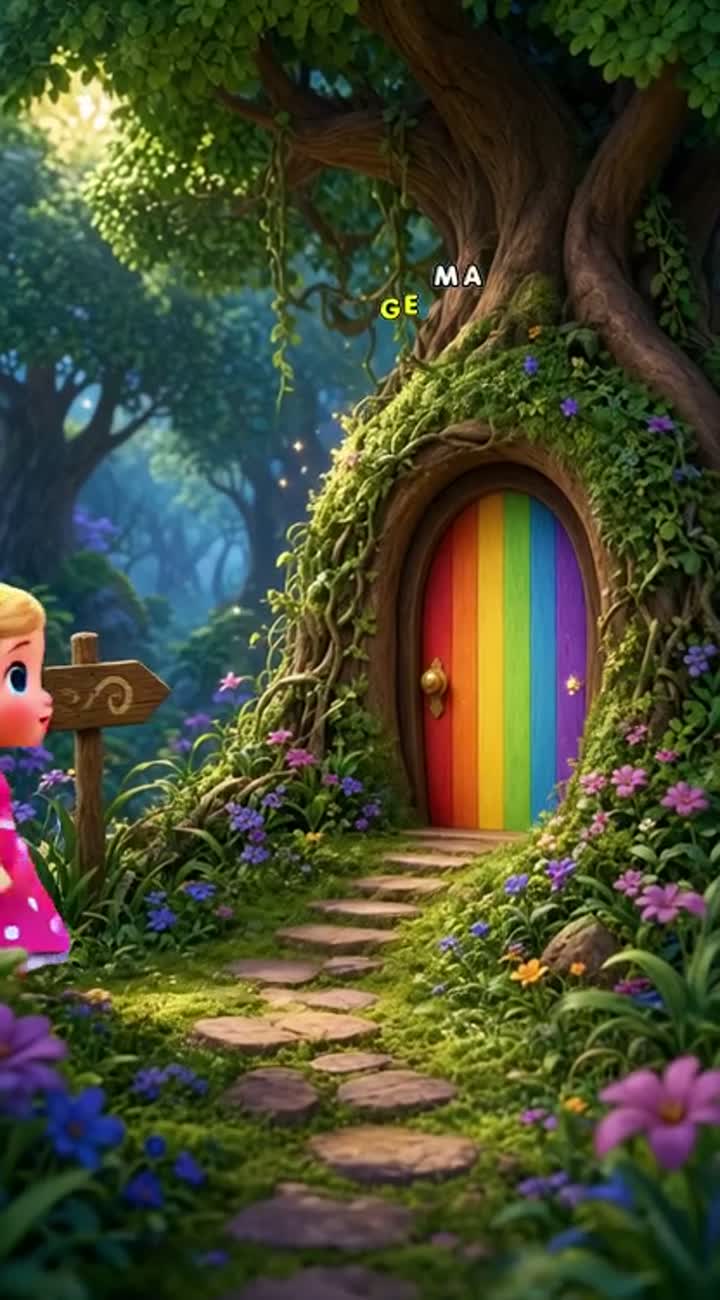 Cute 3D animated cartoon about a little girl in a magical forest… — AI cartoon