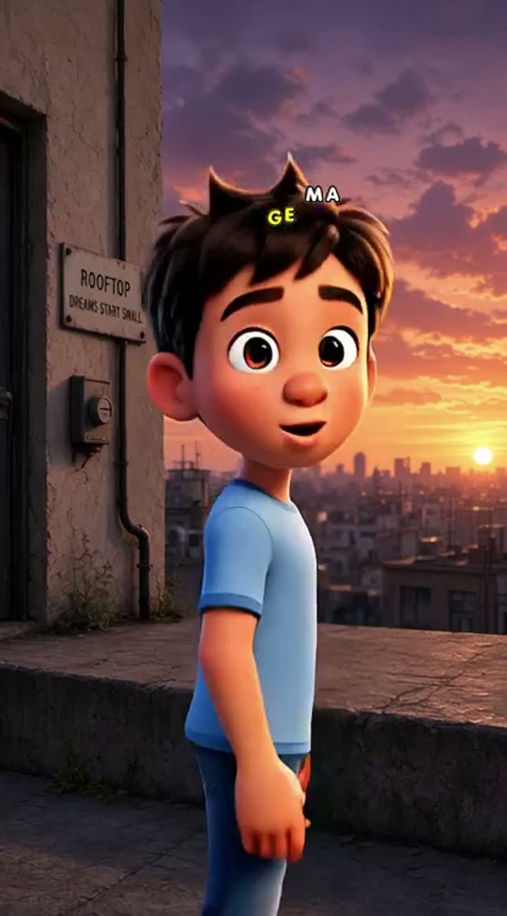 A cinematic 3D animated cartoon about a young boy who dreams… — AI cartoon