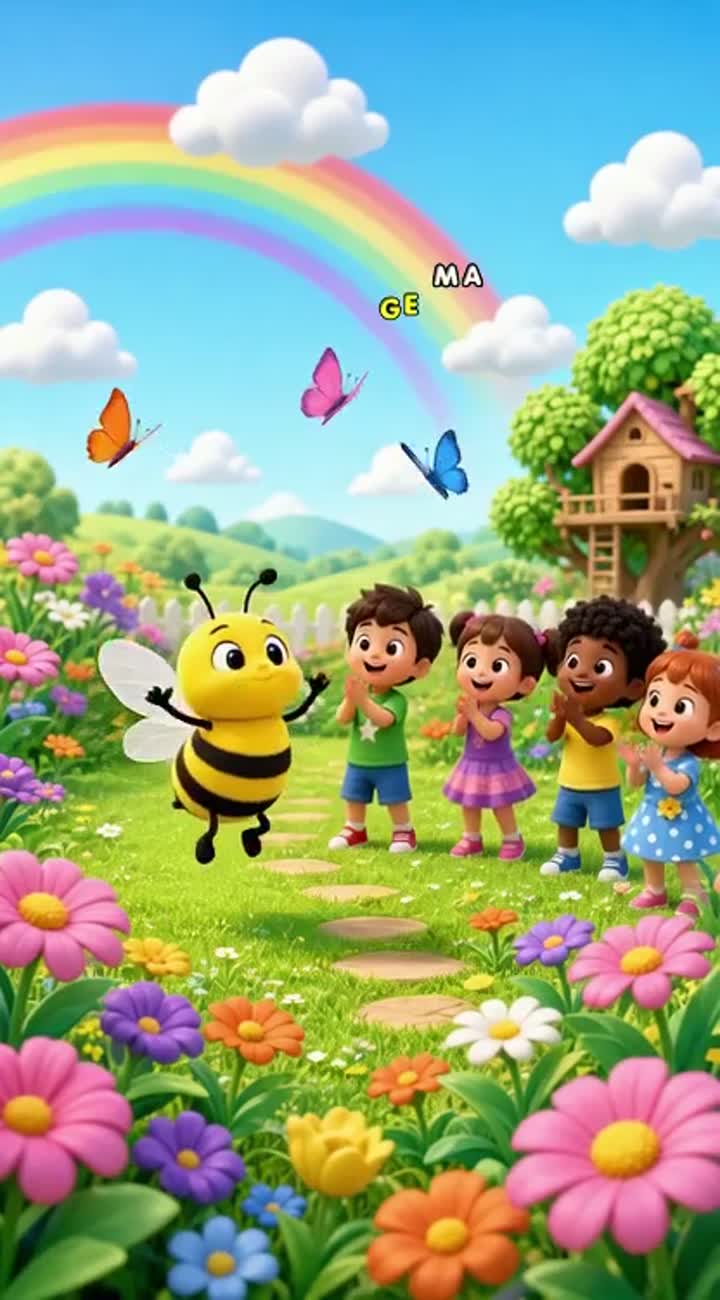 Colourful 3D nursery-rhyme cartoon for preschool children — AI cartoon
