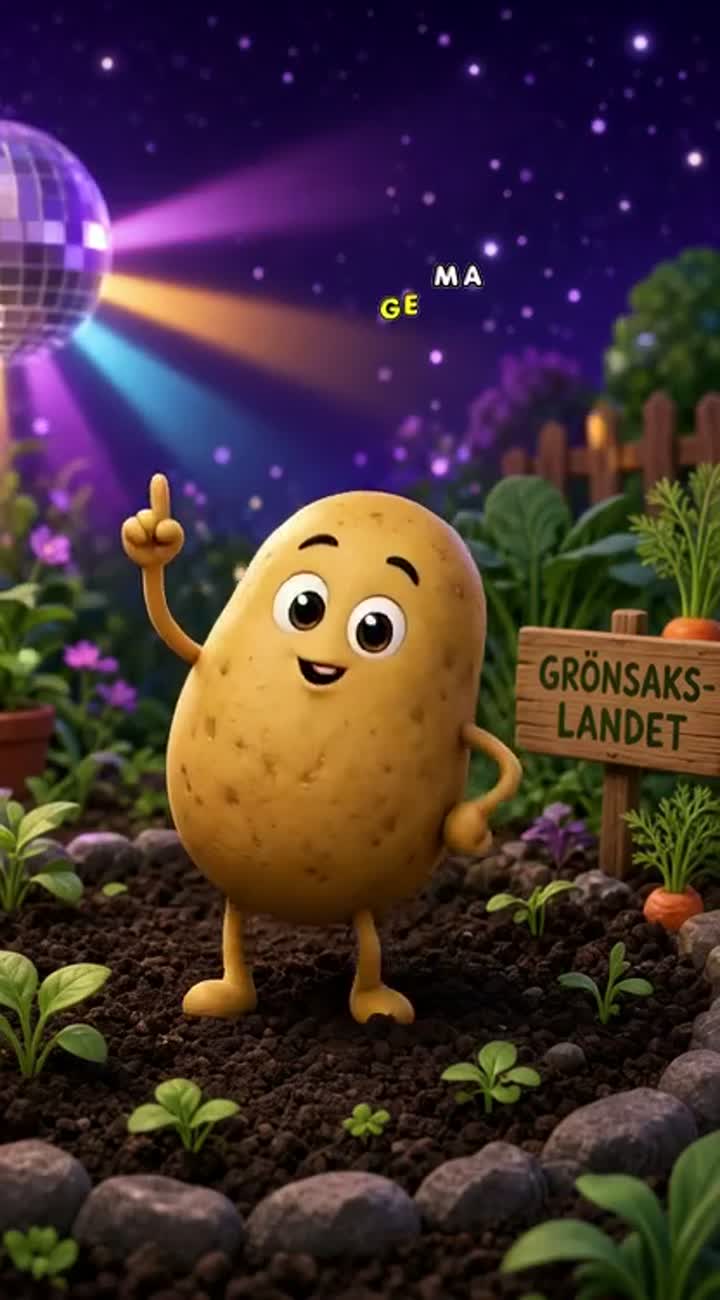 En potatis börjar dansa så fort musiken startar — AI cartoon