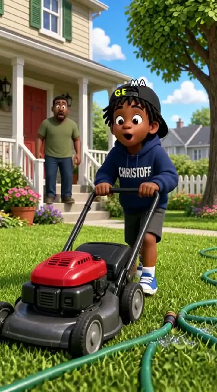 A funny 3D cartoon featuring Christoff, an 8-year-old Black boy… — AI cartoon
