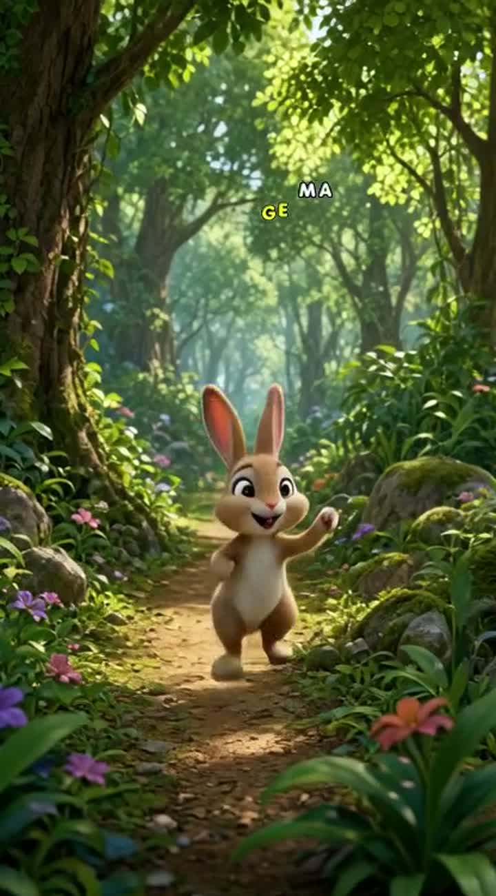 A friendly baby rabbit appears and joins the dinosaur and bird… — AI cartoon