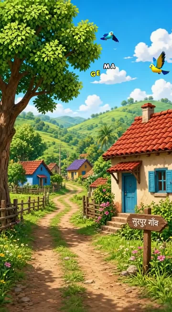 Short, funny animated cartoon video set in a rural village — AI cartoon