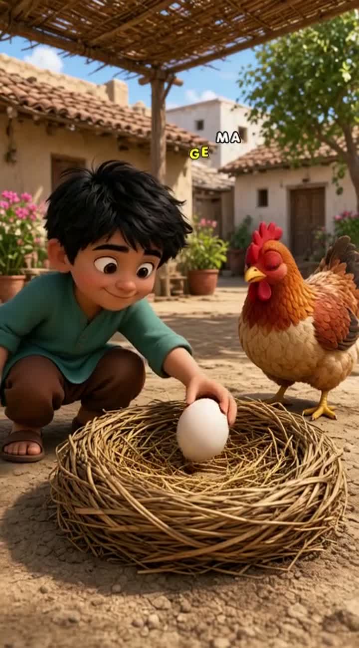 A funny 3D cartoon video of a mischievous little boy secretly… — AI cartoon