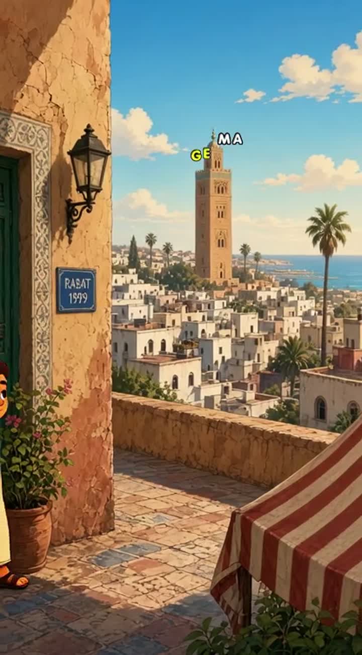 A cinematic 2D cartoon scene in Morocco — AI cartoon