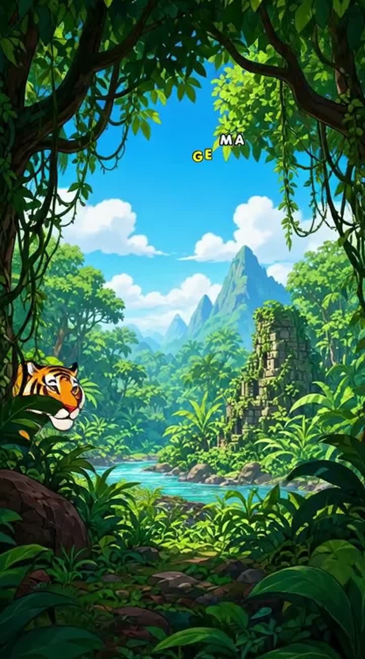 Cartoon story of about jungle and its wild animals Animated… — AI cartoon