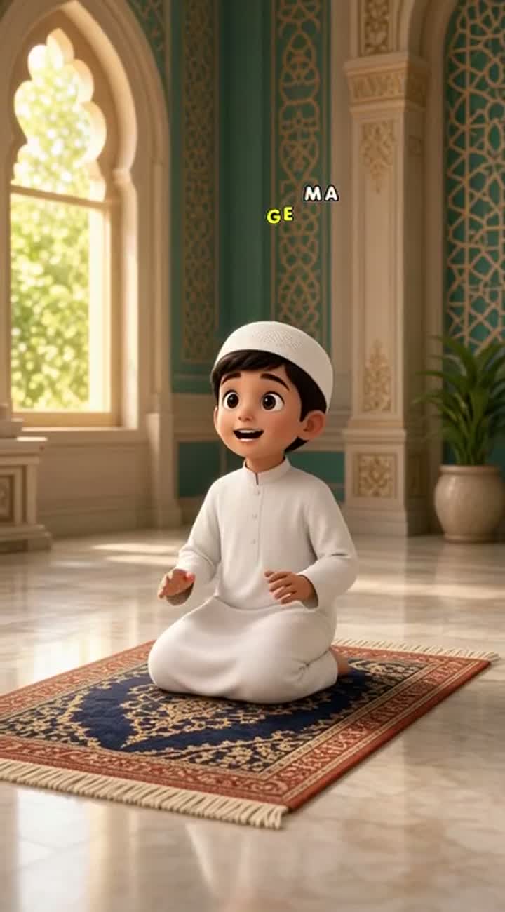 A gentle, calm, professional 3D animated Islamic educational video… — AI cartoon